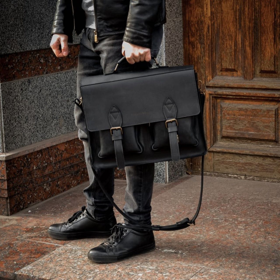 💼 Handmade leather Bronx Briefcase – Vintage crazy horse full-grain cowhide bag 🐂