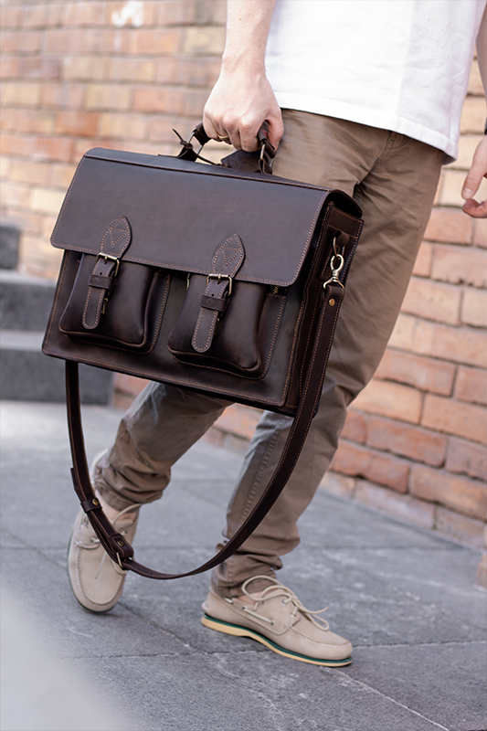 💼 Handmade leather Bronx Briefcase – Vintage crazy horse full-grain cowhide bag 🐂