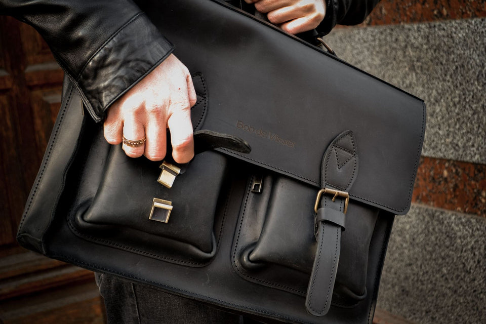 💼 Handmade leather Bronx Briefcase – Vintage crazy horse full-grain cowhide bag 🐂