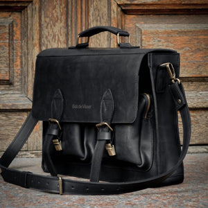💼 Handmade leather Bronx Briefcase – Vintage crazy horse full-grain cowhide bag 🐂