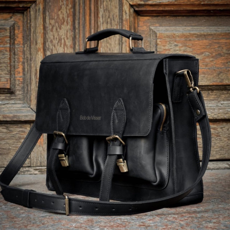 💼 Handmade leather Bronx Briefcase – Vintage crazy horse full-grain cowhide bag 🐂