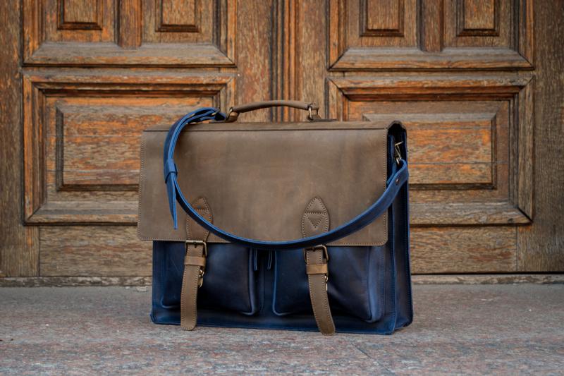 💼 Handmade leather Bronx Briefcase – Vintage crazy horse full-grain cowhide bag 🐂