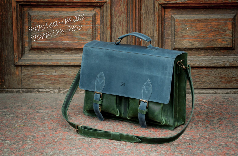 💼 Handmade leather Bronx Briefcase – Vintage crazy horse full-grain cowhide bag 🐂