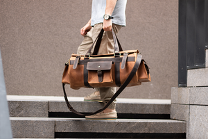 🧳 "Bison" Leather Travel Bag – Handmade Duffel for Men 🐂