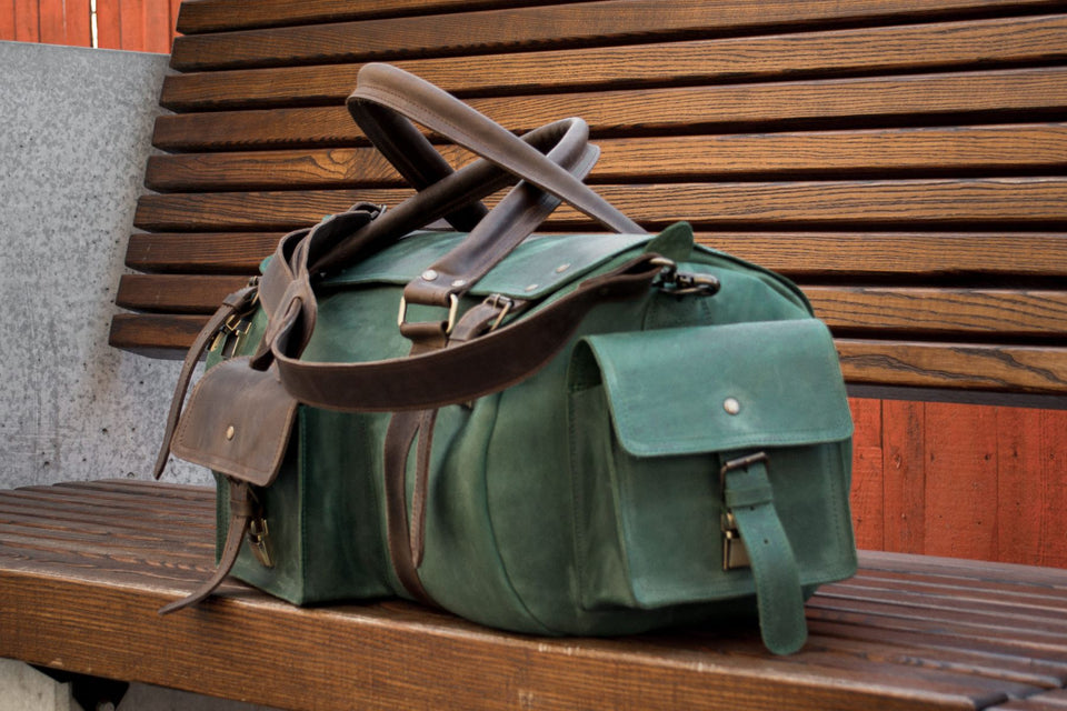 🧳 "Bison" Leather Travel Bag – Handmade Duffel for Men 🐂