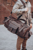 🧳 "Bison" Leather Travel Bag – Handmade Duffel for Men 🐂