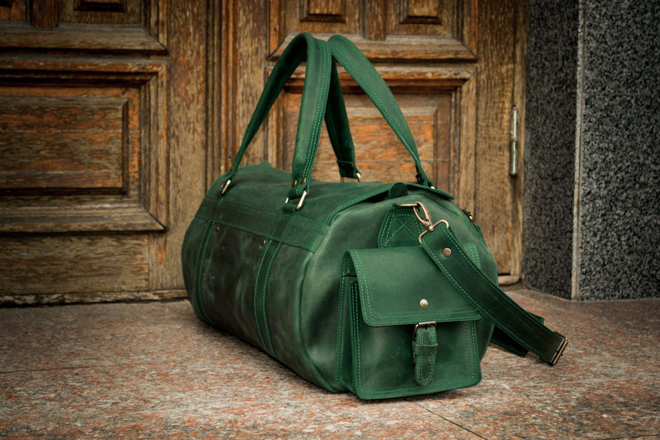 🧳 "Bison" Leather Travel Bag – Handmade Duffel for Men 🐂