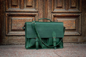 💼 Handmade leather Bronx Briefcase – Vintage crazy horse full-grain cowhide bag 🐂