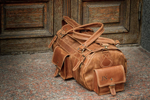 🧳 "Bison" Leather Travel Bag – Handmade Duffel for Men 🐂