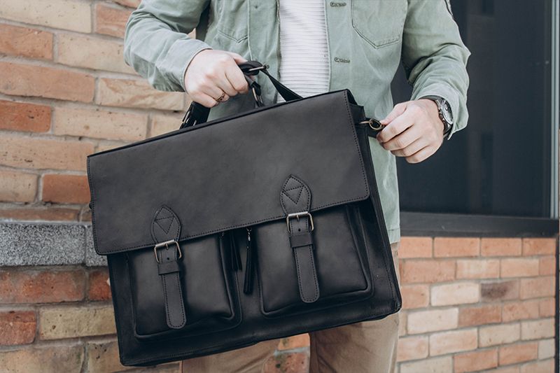 💼 Handmade leather Bronx Briefcase – Vintage crazy horse full-grain cowhide bag 🐂
