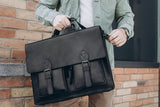 💼 Handmade leather Bronx Briefcase – Vintage crazy horse full-grain cowhide bag 🐂