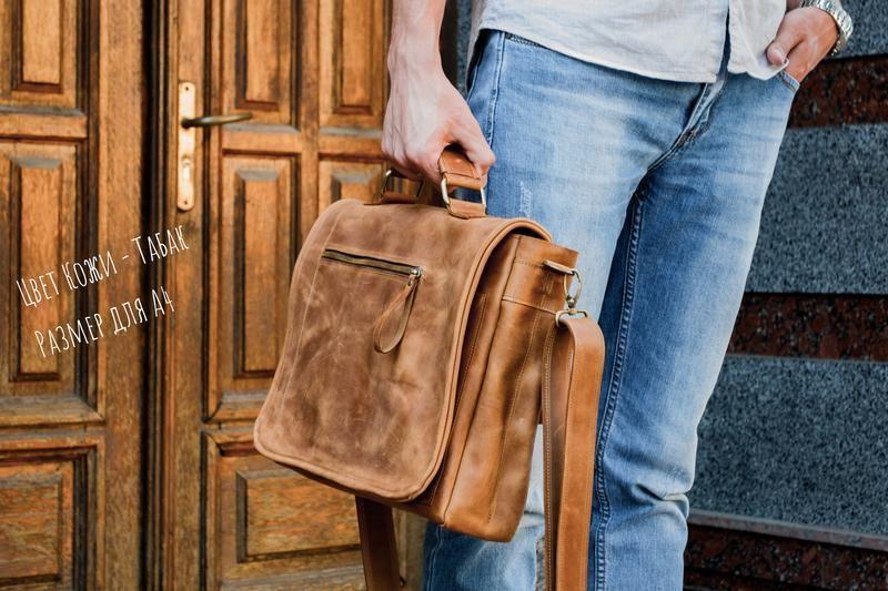 💼 Rodger Vintage Leather Messenger Bag for Documents & Laptop – Handmade in Ukraine ✋