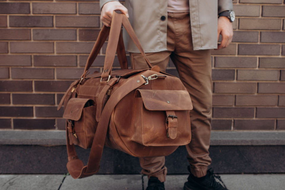 🧳 "Bison" Leather Travel Bag – Handmade Duffel for Men 🐂