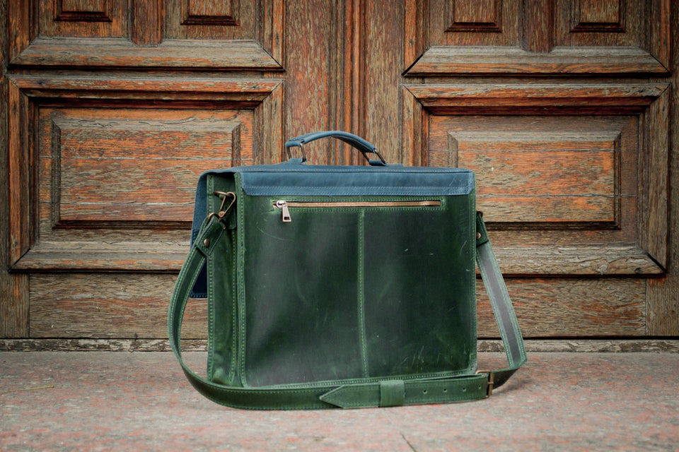 💼 Handmade leather Bronx Briefcase – Vintage crazy horse full-grain cowhide bag 🐂