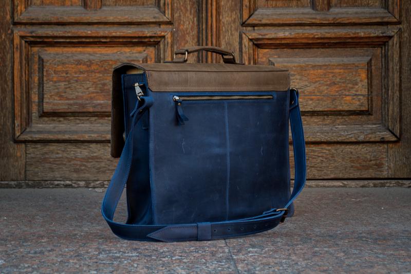 💼 Handmade leather Bronx Briefcase – Vintage crazy horse full-grain cowhide bag 🐂
