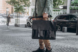 💼 Handmade leather Bronx Briefcase – Vintage crazy horse full-grain cowhide bag 🐂