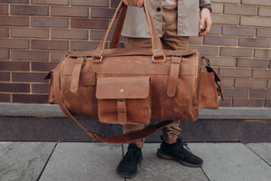 🧳 "Bison" Leather Travel Bag – Handmade Duffel for Men 🐂