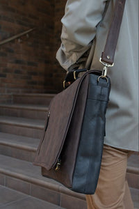 💼 Rodger Vintage Leather Messenger Bag for Documents & Laptop – Handmade in Ukraine ✋