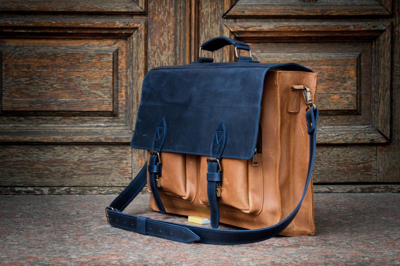 💼 Handmade leather Bronx Briefcase – Vintage crazy horse full-grain cowhide bag 🐂