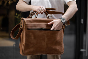 💼 Rodger Vintage Leather Messenger Bag for Documents & Laptop – Handmade in Ukraine ✋
