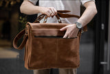 💼 Rodger Vintage Leather Messenger Bag for Documents & Laptop – Handmade in Ukraine ✋