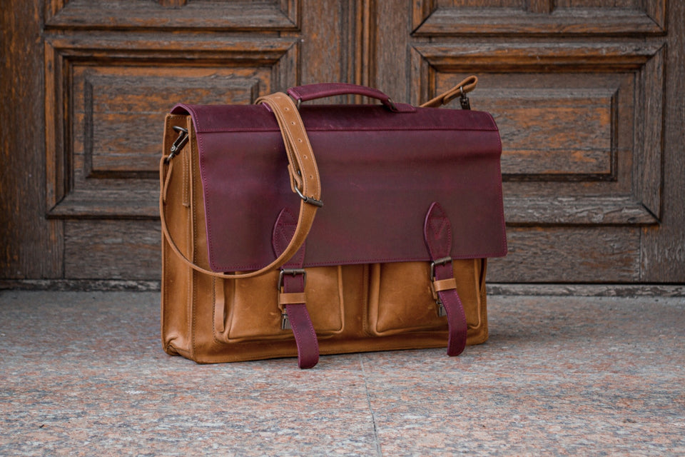 💼 Handmade leather Bronx Briefcase – Vintage crazy horse full-grain cowhide bag 🐂