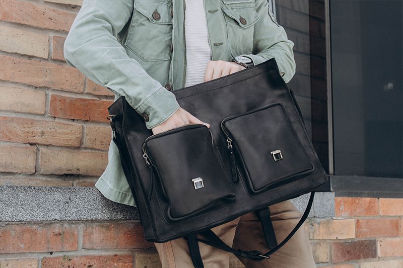 💼 Handmade leather Bronx Briefcase – Vintage crazy horse full-grain cowhide bag 🐂