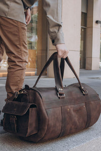 🧳 "Bison" Leather Travel Bag – Handmade Duffel for Men 🐂