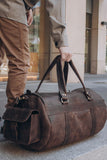 🧳 "Bison" Leather Travel Bag – Handmade Duffel for Men 🐂