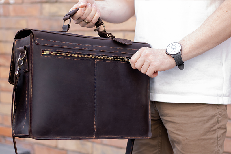 💼 Handmade leather Bronx Briefcase – Vintage crazy horse full-grain cowhide bag 🐂