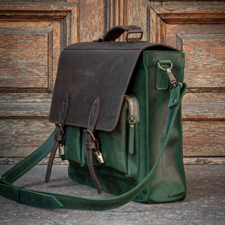 💼 Handmade leather Bronx Briefcase – Vintage crazy horse full-grain cowhide bag 🐂