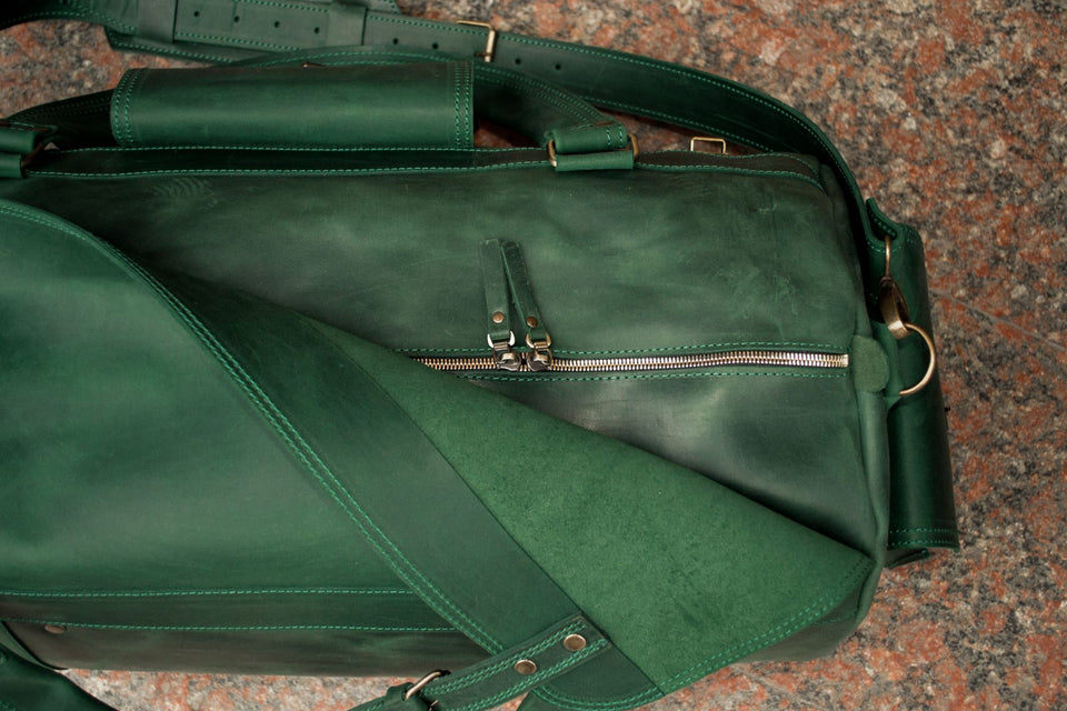 🧳 "Bison" Leather Travel Bag – Handmade Duffel for Men 🐂