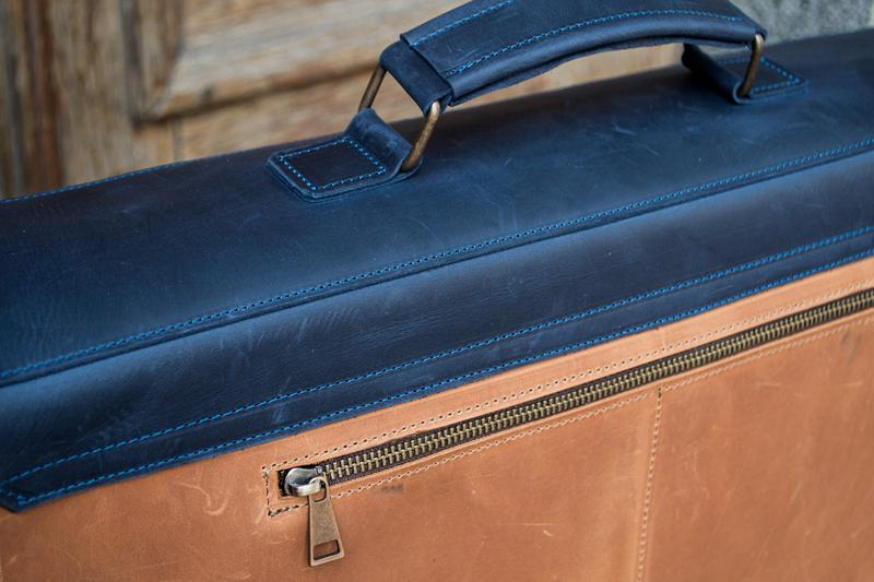 💼 Handmade leather Bronx Briefcase – Vintage crazy horse full-grain cowhide bag 🐂