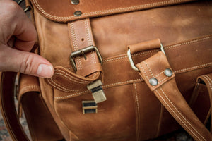 🧳 "Bison" Leather Travel Bag – Handmade Duffel for Men 🐂