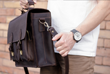 💼 Handmade leather Bronx Briefcase – Vintage crazy horse full-grain cowhide bag 🐂