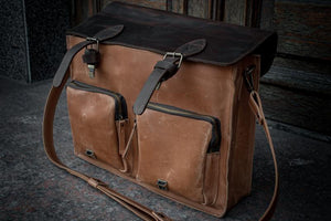 💼 Handmade leather Bronx Briefcase – Vintage crazy horse full-grain cowhide bag 🐂