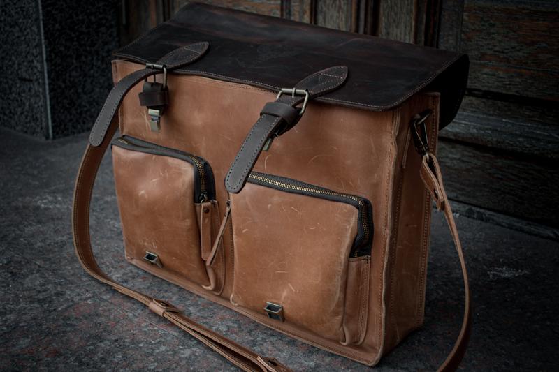 💼 Handmade leather Bronx Briefcase – Vintage crazy horse full-grain cowhide bag 🐂