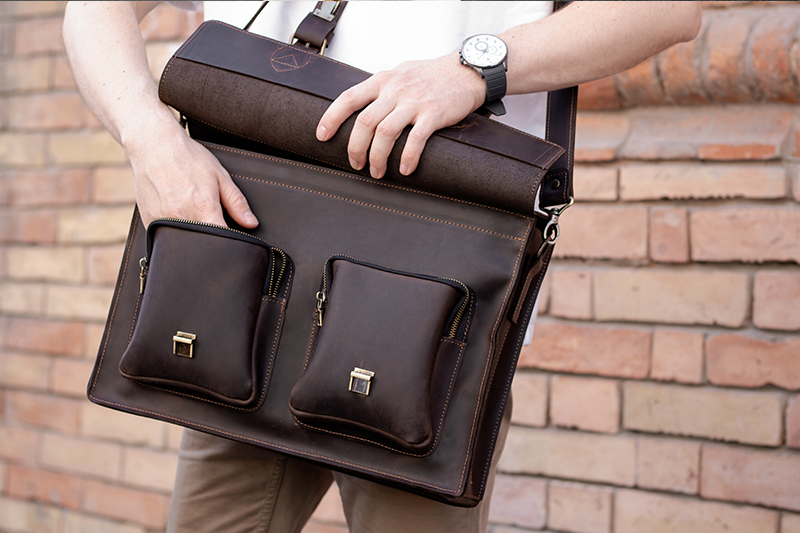 💼 Handmade leather Bronx Briefcase – Vintage crazy horse full-grain cowhide bag 🐂