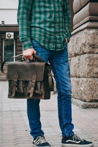 💼 Handmade leather Bronx Briefcase – Vintage crazy horse full-grain cowhide bag 🐂