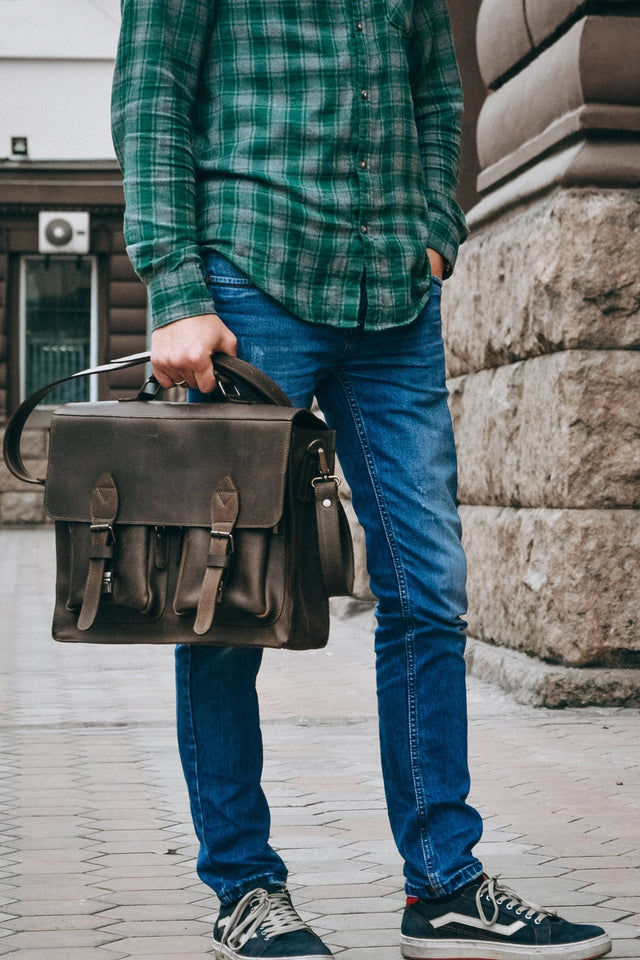 💼 Handmade leather Bronx Briefcase – Vintage crazy horse full-grain cowhide bag 🐂
