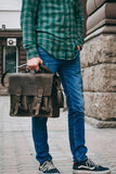 💼 Handmade leather Bronx Briefcase – Vintage crazy horse full-grain cowhide bag 🐂