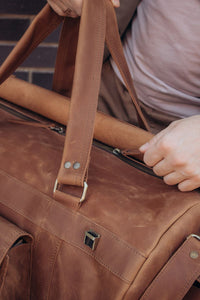 🧳 "Bison" Leather Travel Bag – Handmade Duffel for Men 🐂