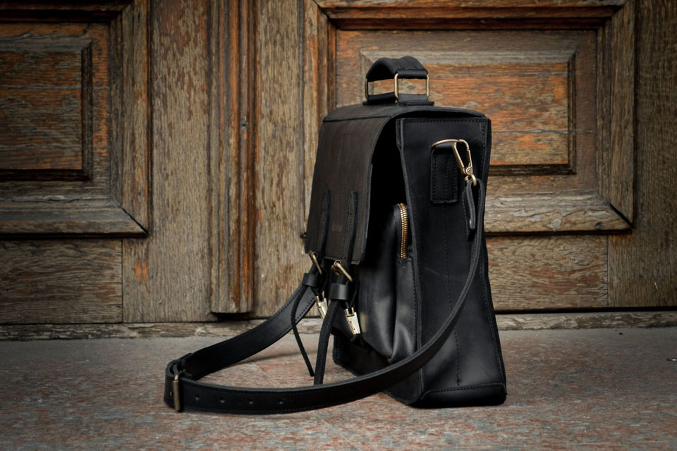 💼 Handmade leather Bronx Briefcase – Vintage crazy horse full-grain cowhide bag 🐂