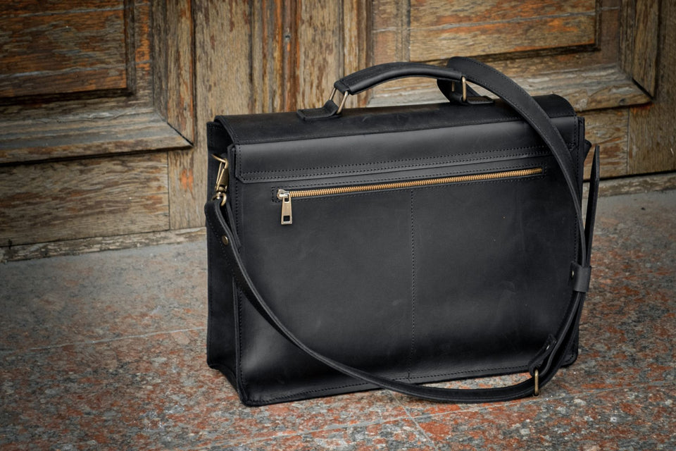 💼 Handmade leather Bronx Briefcase – Vintage crazy horse full-grain cowhide bag 🐂