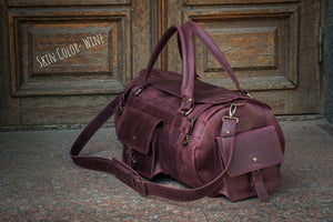 🧳 "Bison" Leather Travel Bag – Handmade Duffel for Men 🐂
