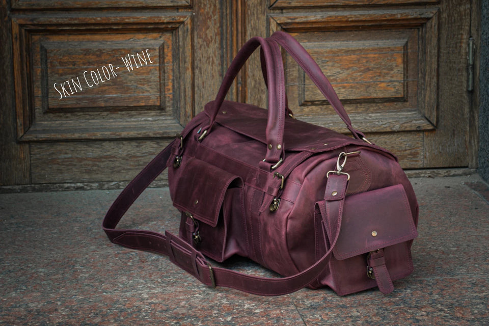 🧳 "Bison" Leather Travel Bag – Handmade Duffel for Men 🐂