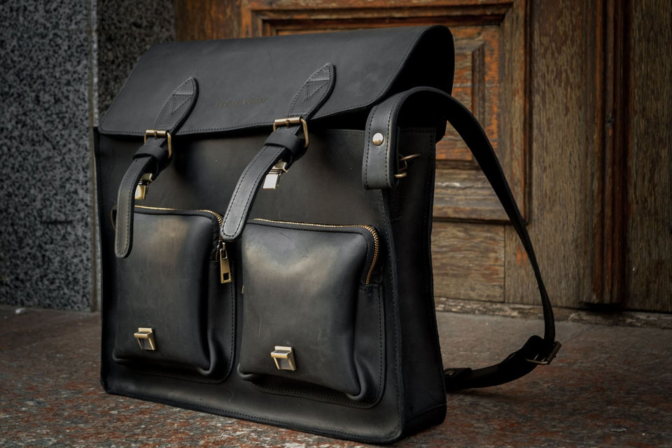 💼 Handmade leather Bronx Briefcase – Vintage crazy horse full-grain cowhide bag 🐂