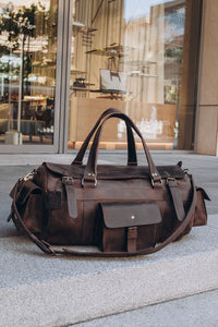 🧳 "Bison" Leather Travel Bag – Handmade Duffel for Men 🐂