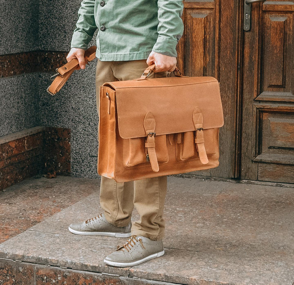 💼 Handmade leather Bronx Briefcase – Vintage crazy horse full-grain cowhide bag 🐂