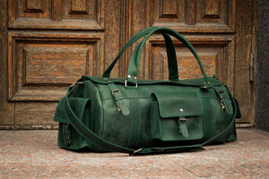 🧳 "Bison" Leather Travel Bag – Handmade Duffel for Men 🐂